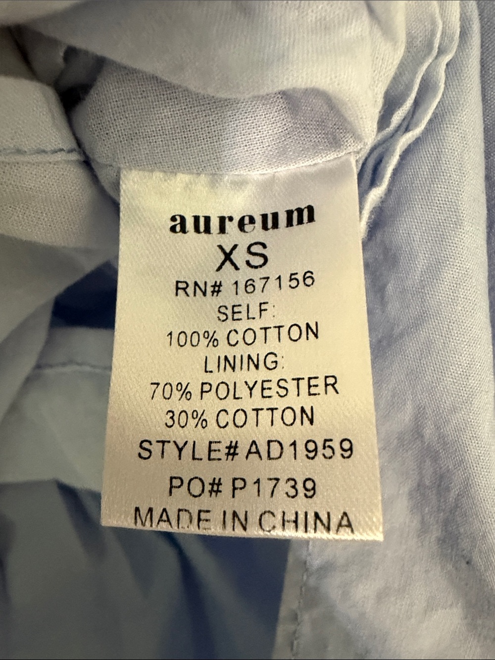 Aureum Blue Cotton Puff Sleeve Drop Waist Pleated Ruffle Mini Shirt Dress XS EUC - Picture 9 of 10